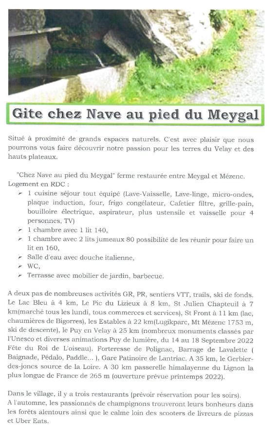 Appartement Chez Nave au pied du Meygal à Boussoulet Extérieur photo